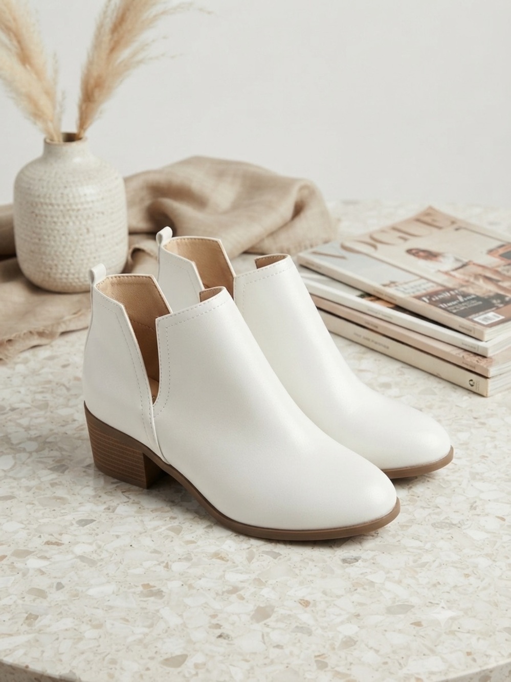 Soda White Cutout Ankle Booties